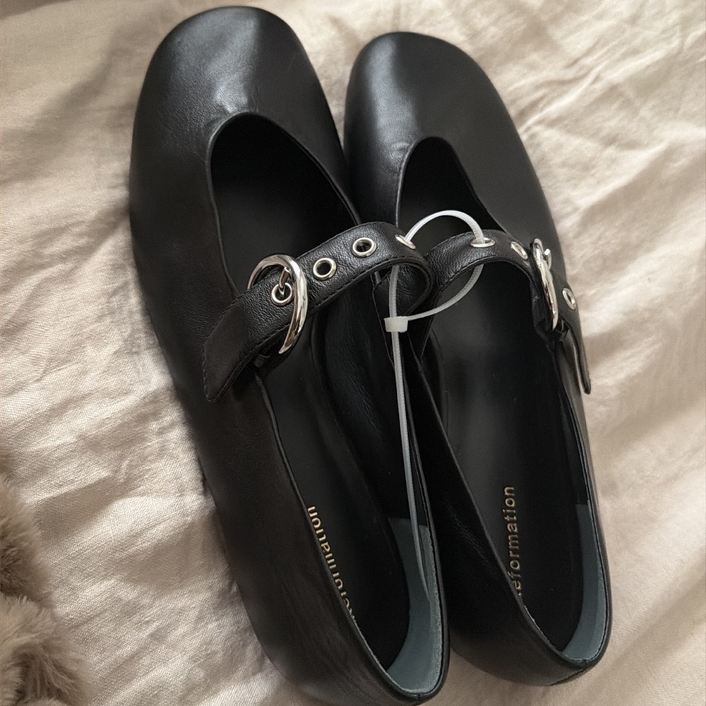 REFORMATION Bethany Ballet Flat - Size 7.5 Core - Black - Picture 7 of 7